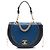 Chanel Blaue kleine gesteppte Lammleder-Satteltasche mit Kettendetails