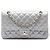 Chanel Argento Medio Classico Iridescente Pelle di Agnello Doppio Flap