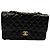 Timeless Borsa a Spalla Chanel Medium Classic Double-Flap in Pelle di Agnello Nera Nero