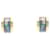 Hermès Hermes Cloisonné Enamel Clip Earrings Blue Golden Green  - view 1