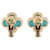 Van Cleef & Arpels Vintage Alhambra Turquoise Earrings Blue Golden  - view 2