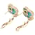 Van Cleef & Arpels Vintage Alhambra Turquoise Earrings Blue Golden  - view 3
