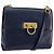 Borsa a Spalla Gancini in Pelle Salvatore Ferragamo Blu Navy Oro Auth YKZ1104