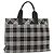 Borsa a mano Burberrys Nova Check Blue Label in nylon nero e argento Auth 176492