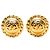 Orecchini rotondi a clip in oro placcato CC dorato di Chanel D'oro