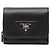 Prada Tri-Fold Wallet in Black Vitello Daino Leather