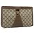 GUCCI GG Supreme Web Sherry Line Clutch Bag PVC Beige 89 01 033 Auth ti3825
