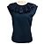 Top de algodón azul marino con cuello de volantes Chanel