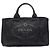 Borsa in denim nero Canapa con logo Prada