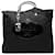 Borsa Prada in tessuto canapa nera con logo Nero