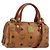 Borsa Boston Mini Vicetos Logogram MCM in PVC 2in1 Marrone Oro Auth 175597 D'oro