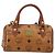 Borsa Boston Mini Vicetos Logogram MCM in PVC 2in1 Marrone Oro Auth 175597 D'oro - vista 13