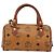 Borsa Boston Mini Vicetos Logogram MCM in PVC 2in1 Marrone Oro Auth 175597 D'oro - vista 2