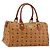 MCM Vicetos Logogram Borsa a Mano PVC Pelle Marrone Oro Auth 175196 D'oro