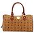 MCM Vicetos Logogram Borsa a Mano PVC Pelle Marrone Oro Auth 175196 D'oro - vista 13