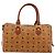 MCM Vicetos Logogram Borsa a Mano PVC Pelle Marrone Oro Auth 175196 D'oro - vista 2