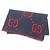 Sciarpa Jumbo GG in jacquard di lana e seta con frange Gucci Rosso Blu navy