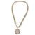 Collar Choker de metal dorado Chanel con marca Coco y strass - vista 3