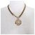 Collar Choker de metal dorado Chanel con marca Coco y strass - vista 4