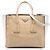 Double Prada Beiger Bicolor Glanzkalbsleder Doppel-Taschen Doppelgriff Handtasche