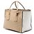 Double Prada Beiger Bicolor Glanzkalbsleder Doppel-Taschen Doppelgriff Handtasche - Ansicht 2