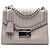 Prada Borsa a Spalla in Pelle Grigia Lucida con Borchie Sound Lock Marrone