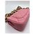 Mini borsa Chanel in agnello rosa con catena in legno - vista 9