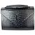 Bolso de hombro mediano de cuero negro grabado de Saint Laurent con cadena