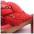 Timeless Sandali in suede matelassé Chanel Rosso - vista 9