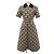 Vestido de seda Fendi FDA941 AD9W Castaño Negro Blanco Estampado de leopardo