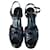 Sandales à plateforme Yves Saint Laurent noires avec nœud en cuir  - vue 1