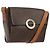Céline Celine Vintage Macadam Circle Logo Canvas and Leather Castaño
