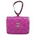 CHANEL Pochette Matelassé con Moschettone Pelle Verniciata Rosa Argento CC Auth YKZ1380A - vista 13