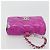 CHANEL Pochette Matelassé con Moschettone Pelle Verniciata Rosa Argento CC Auth YKZ1380A - vista 6