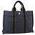 Hermès HERMES Fourre ToutPM Borsa Tote in Tela Blu Navy Argento Auth am11365