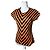 Top senza maniche a righe a zigzag vintage Givenchy arancione e nero M
