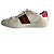 Gucci Gestreifte Leder Sneakers mit Ace Maxi Logo 37.5 Weiß - Ansicht 7