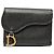 Saddle Billetera trifold de piel de ternera granulada negra Dior Negro