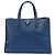 Prada Tote Morbido Triplo in Saffiano Blu Blu scuro