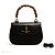 Gucci Sac Bamboo 1947 Grande circa 1990 Couture Borsa in Pelle Nera con Cinghia Extra