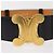 Céline CELINE Triomphe Ledergürtel 25,6"" Schwarz Gold Auth 176087A Golden - Ansicht 5