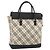 BURBERRY Nova Check Hand Bag Canvas Beige Silver Auth bs34681 Silvery