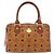 MCM Vicetos Logogram Borsa a Mano PVC Pelle Marrone Oro Auth 175062 D'oro - vista 2