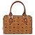 MCM Vicetos Logogram Borsa a Mano PVC Pelle Marrone Oro Auth 175062 D'oro - vista 3