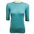 Loro Piana Kurzarm-Pullover aus Kaschmir und Seide mit Rundhalsausschnitt in Teal / Weiß gestreift Fontvieille Girocollo Blau
