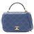 Bolsa de Ombro 2 em 1 Chanel Matelassé em Couro de Bezerro Azul