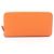 Cartera redonda de seda Azap Long de Hermès Roja Naranja