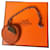 Hermès L'Orange Leather Bag Charm Silver Chain  - view 1