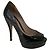 Gucci Open Toe Absatz Schuhe schwarzes Lackleder