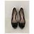Gucci Open Toe Absatz Schuhe schwarzes Lackleder - Ansicht 2